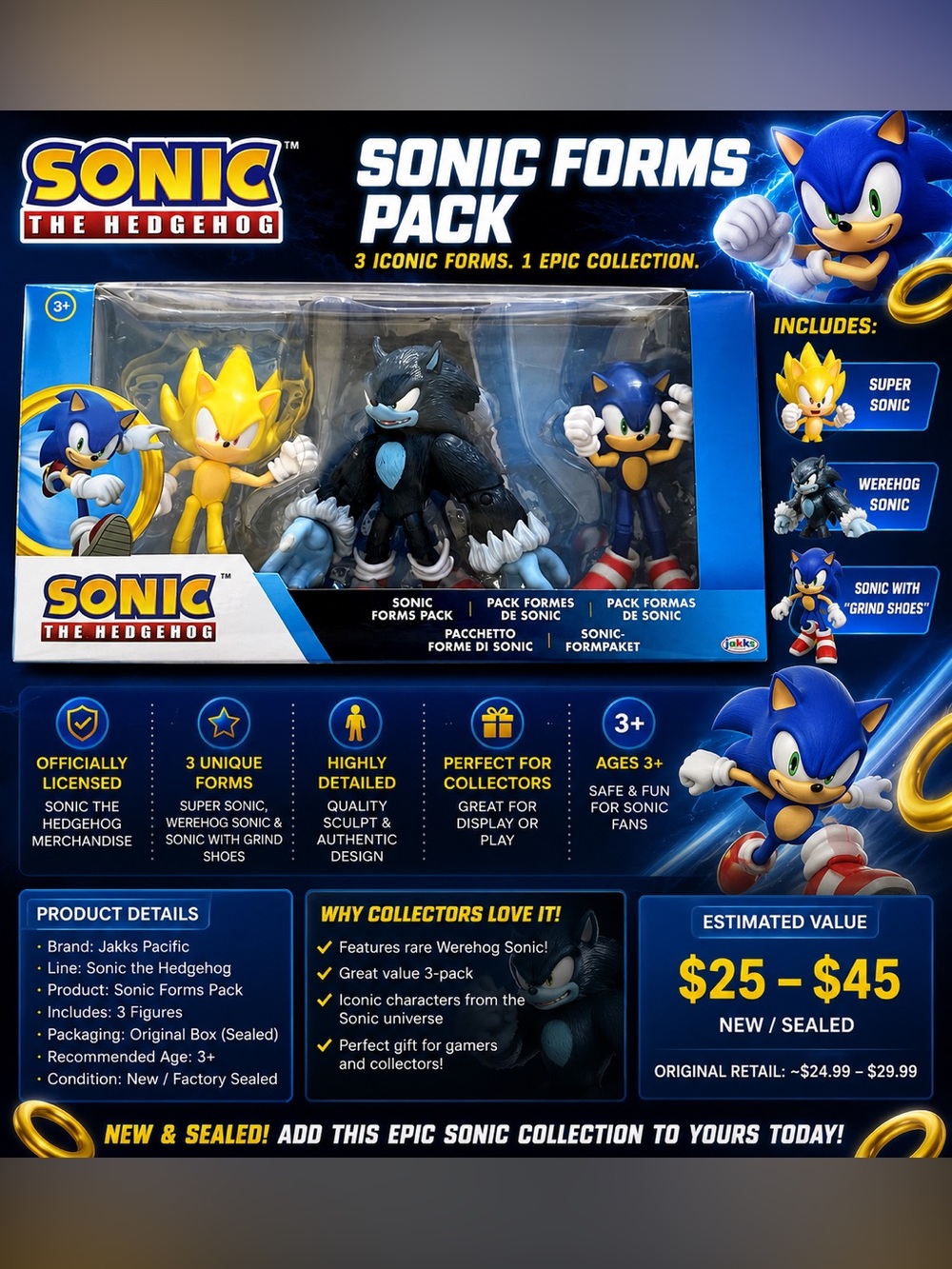 NEW Sonic the Hedgehog Sonic Forms Pack